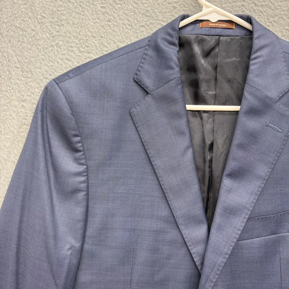 Peter Millar Mens 38S Blue 100% Wool Two Button Blazer Sport Coat Made in Canada